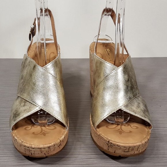Børn 'Jenni' Demi-Wedge Sandal Cream Metallic Leather Women's Size 10 M - Picture 2 of 9
